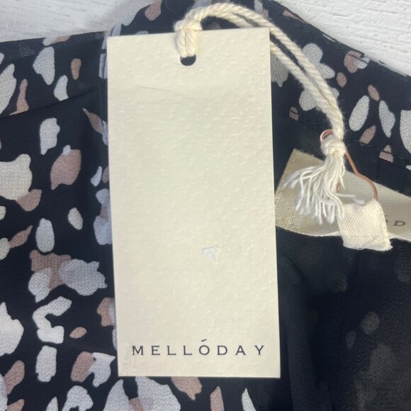 Melloday Floral Print Dress Medium Black White New Lined Short - Picture 10 of 10